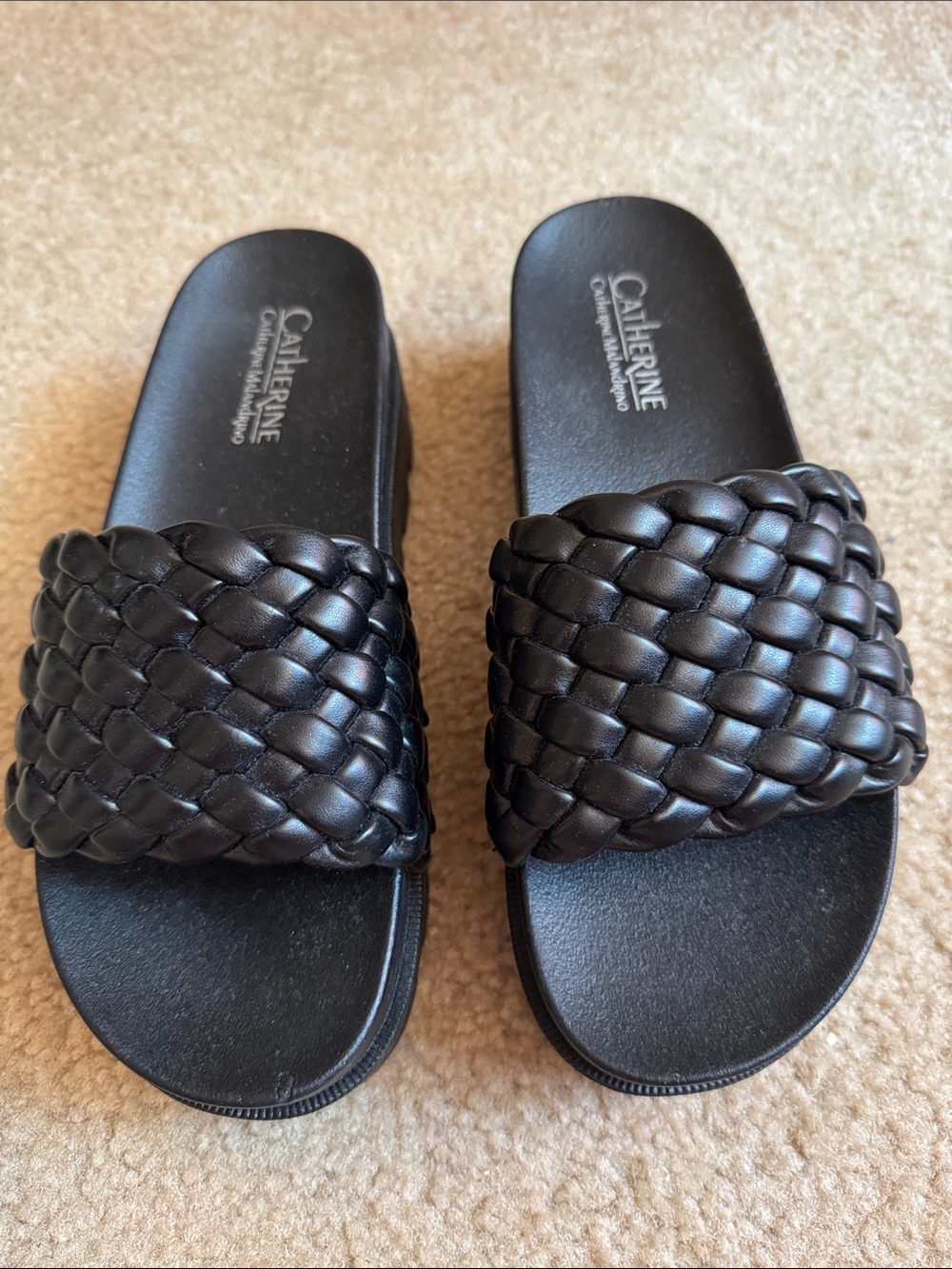 LIKE NEW - Black Braided Chunky Slide Sandals - Size 7